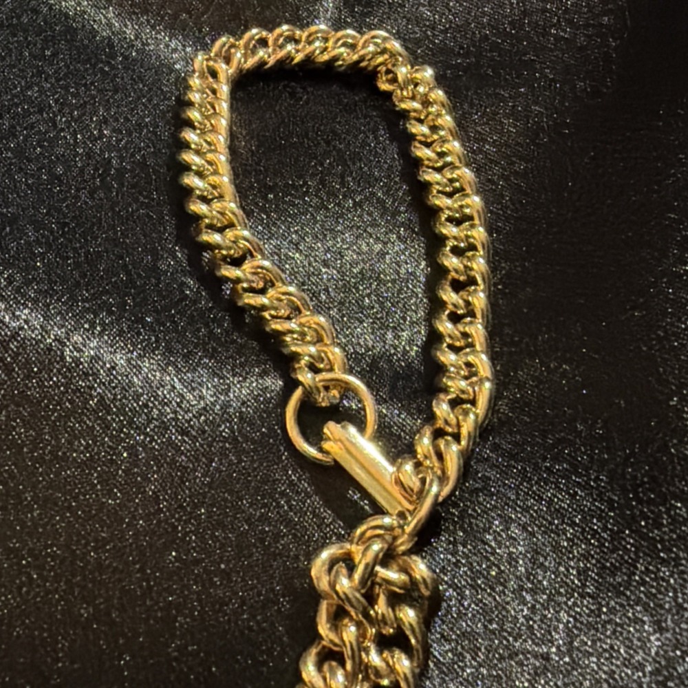 Vintage 1950s Georgian Style Double Charm Wax Seal Fob Gold Tone Chain Bracelet - Picture 3 of 9
